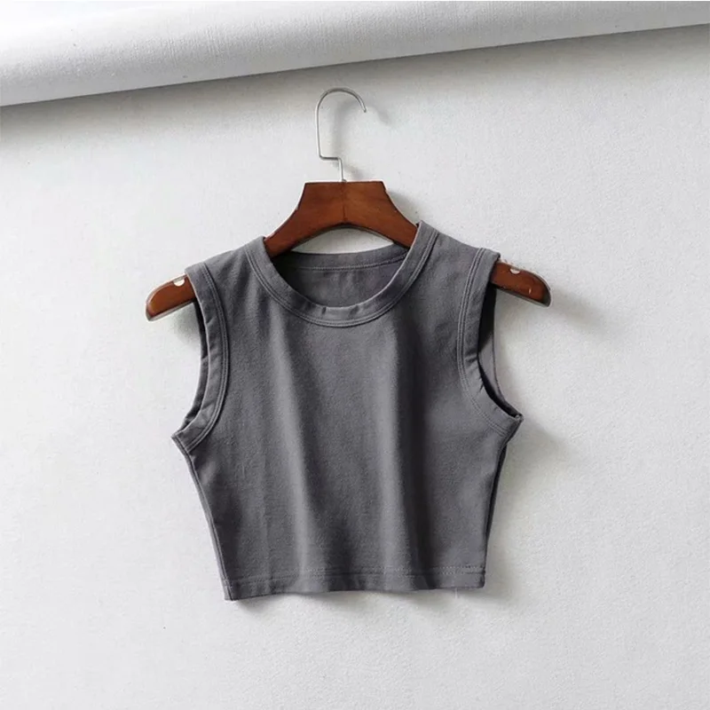 Damski crop top bez rękawów w stylu punk streetwear Szary