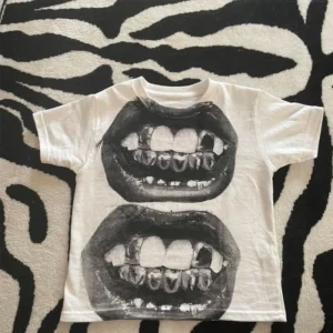 Krótka koszulka damska crop top w stylu gothic Y2K Biały