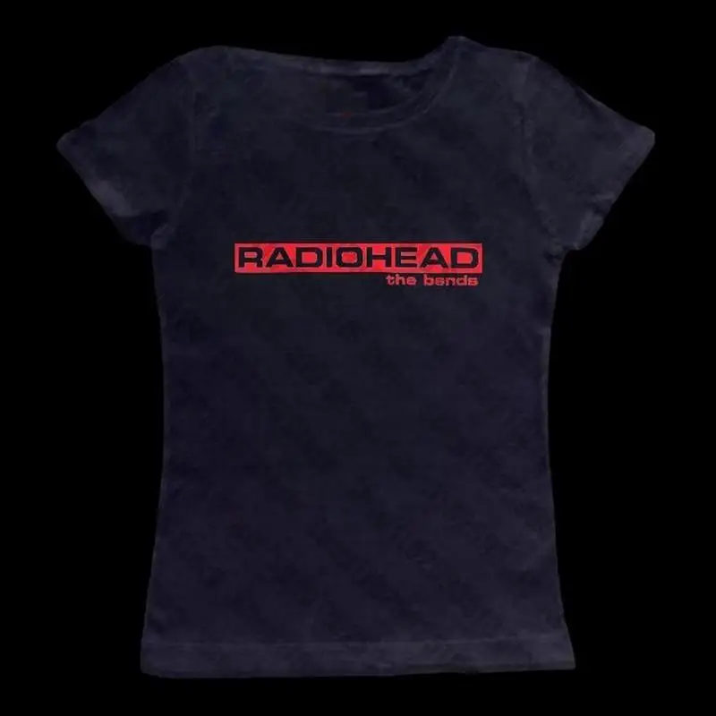 Damski crop top z nadrukiem w stylu Y2K grunge Czarny
