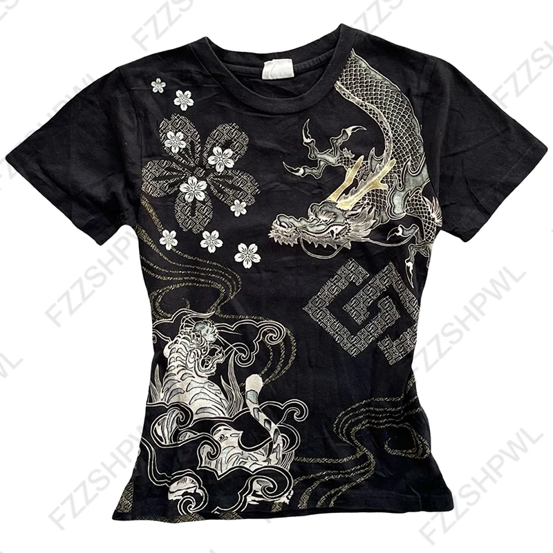 Damski crop top z koronką i kokardą, styl Y2K Black3