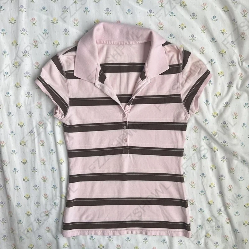 Damski crop top z koronką i kokardą, styl Y2K Pink2