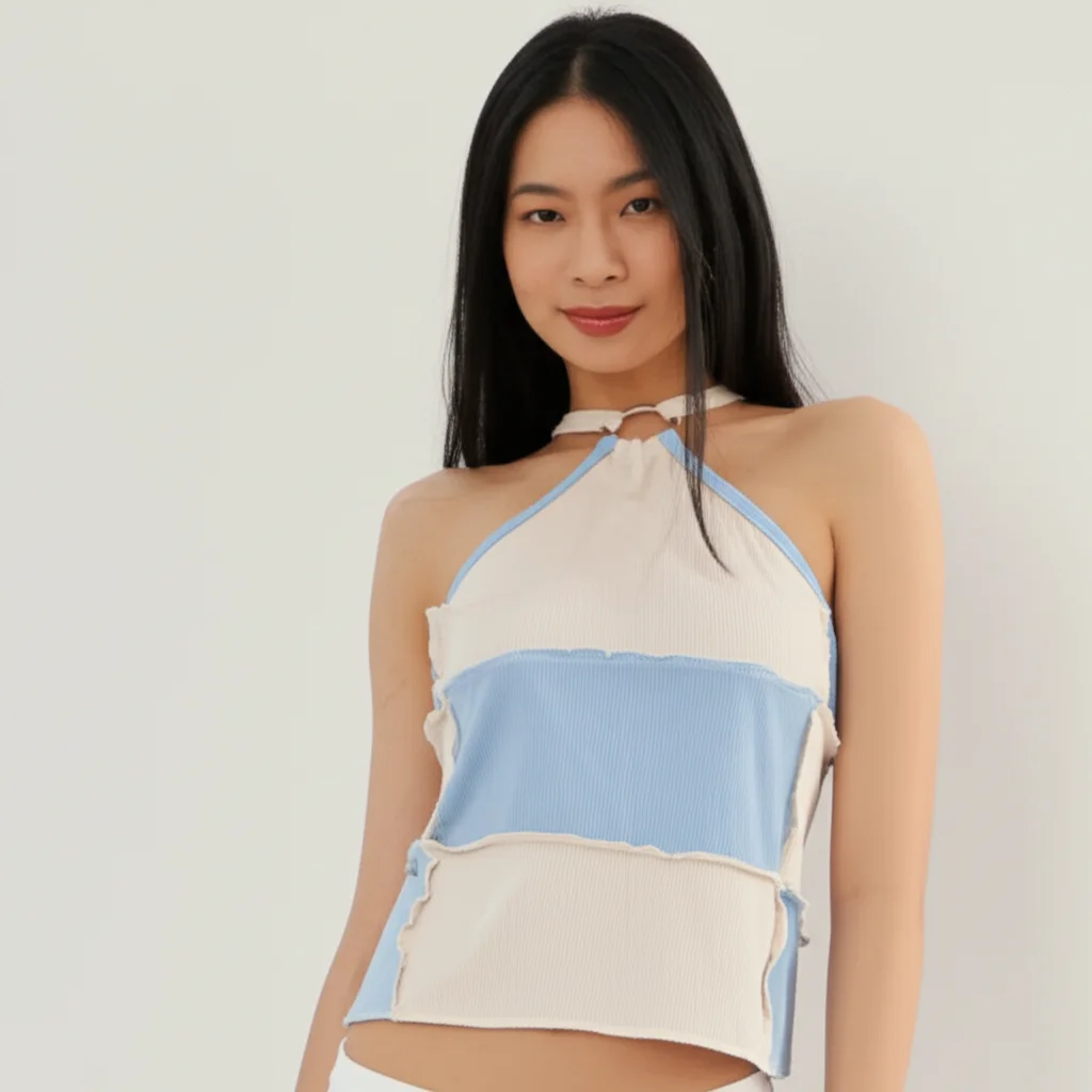 Damski crop top z napisem i krótkim rękawem Nz6047