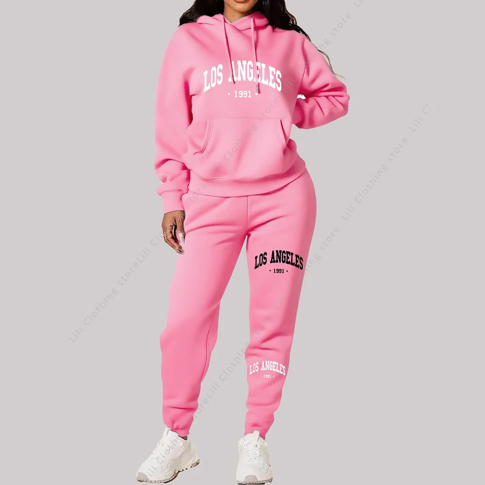 Damski dres dwuczęściowy z bluzą z kapturem Różowy