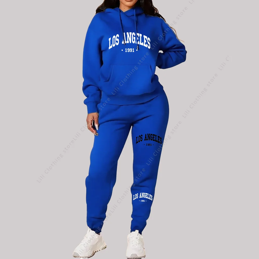 Damski dres dwuczęściowy z bluzą z kapturem Niebieski