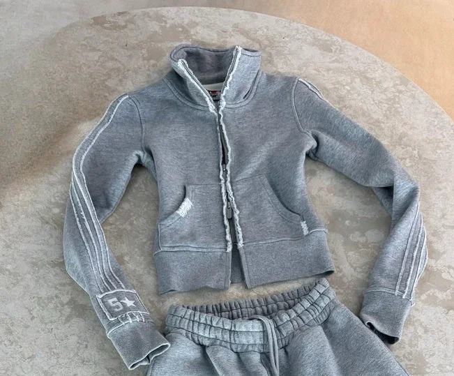 Damski dres gotycki z haftem Y2K bluza i spodnie Hoodie1