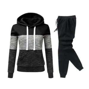 Damski dres komplet bluza z kapturem i spodnie Czarny