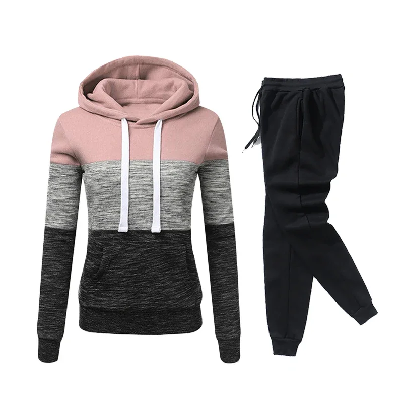 Damski dres komplet bluza z kapturem i spodnie Różowy