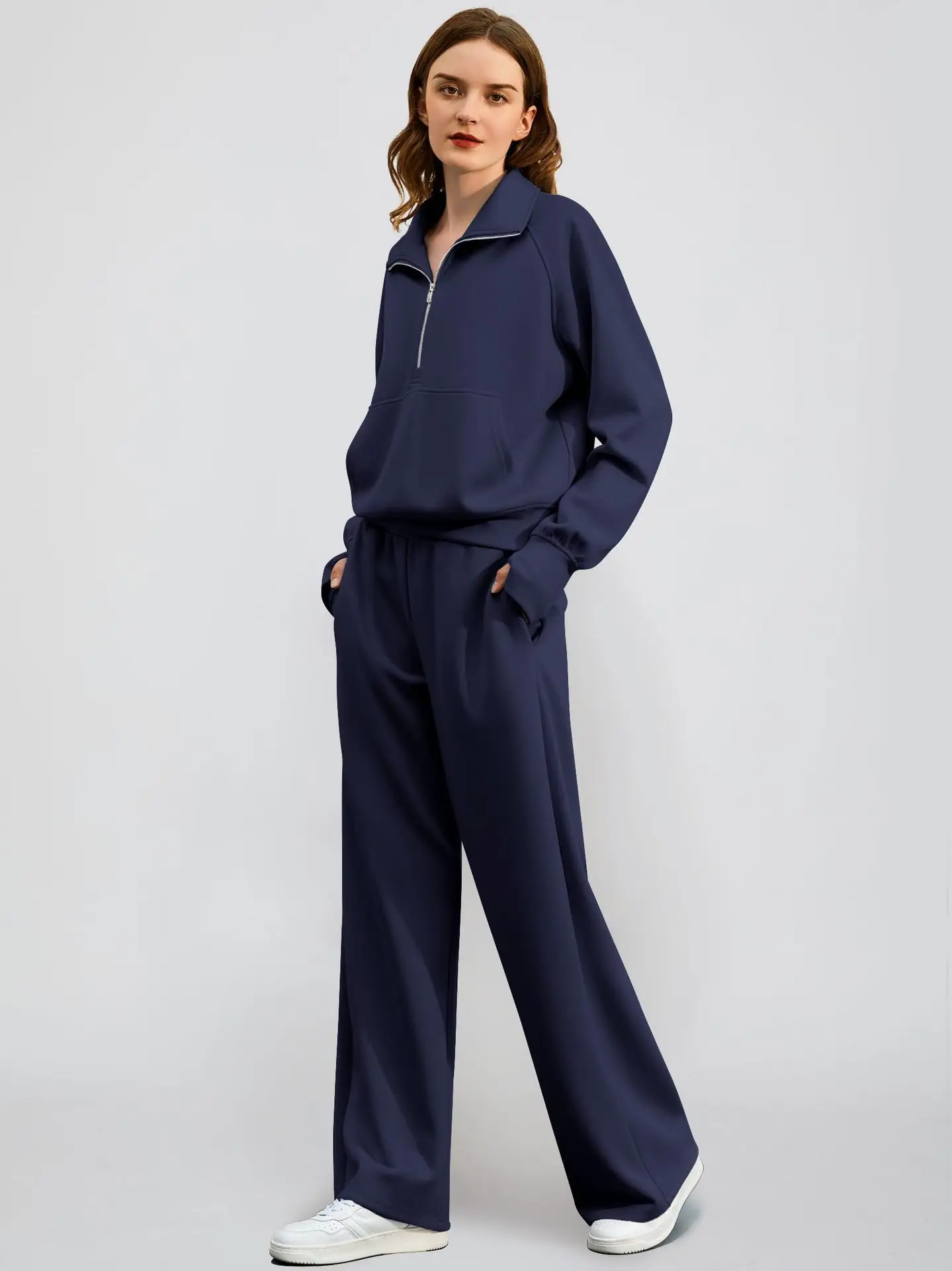 Damski dres komplet bluza i szerokie spodnie Niebieski
