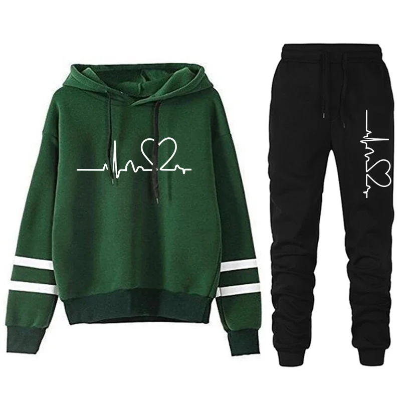 Damski dres w paski – bluza z kapturem i spodnie lub osobno Greenset