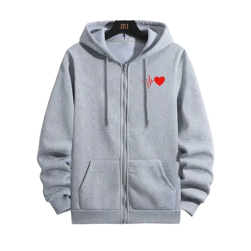 Damski dres z kapturem w serca - bluza na zamek i spodnie Szary top
