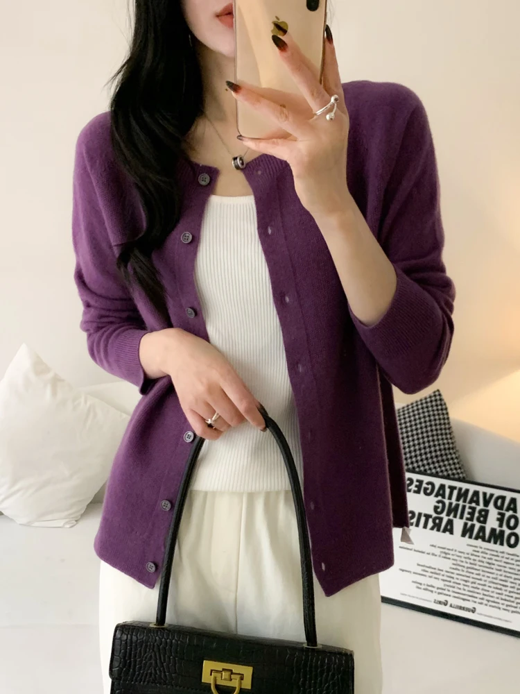 Damski sweter kardigan ze 100% wełny merino Yang zi