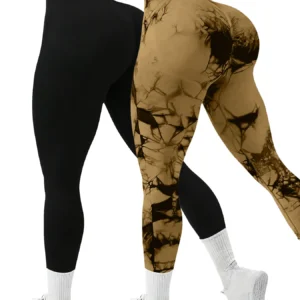 Damski komplet sportowy: legginsy i top bezszwowy Czarny