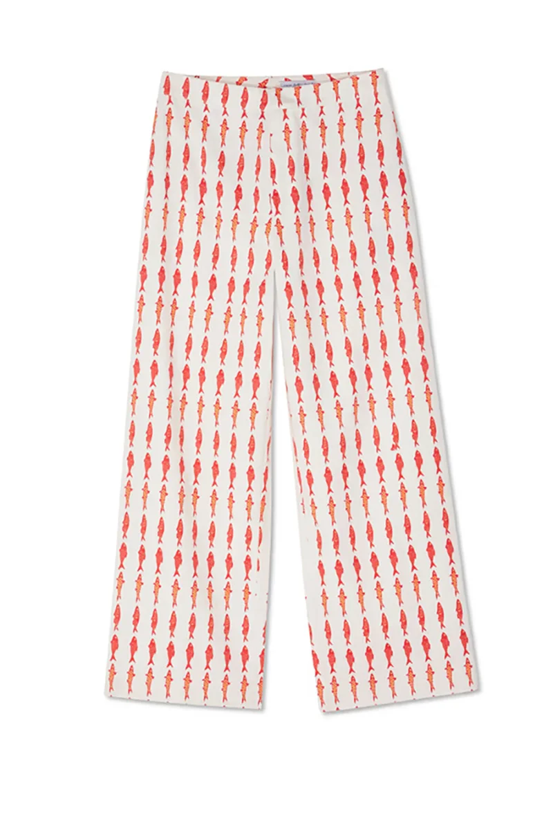Damski komplet top i szerokie spodnie z nadrukiem rybek Only pants