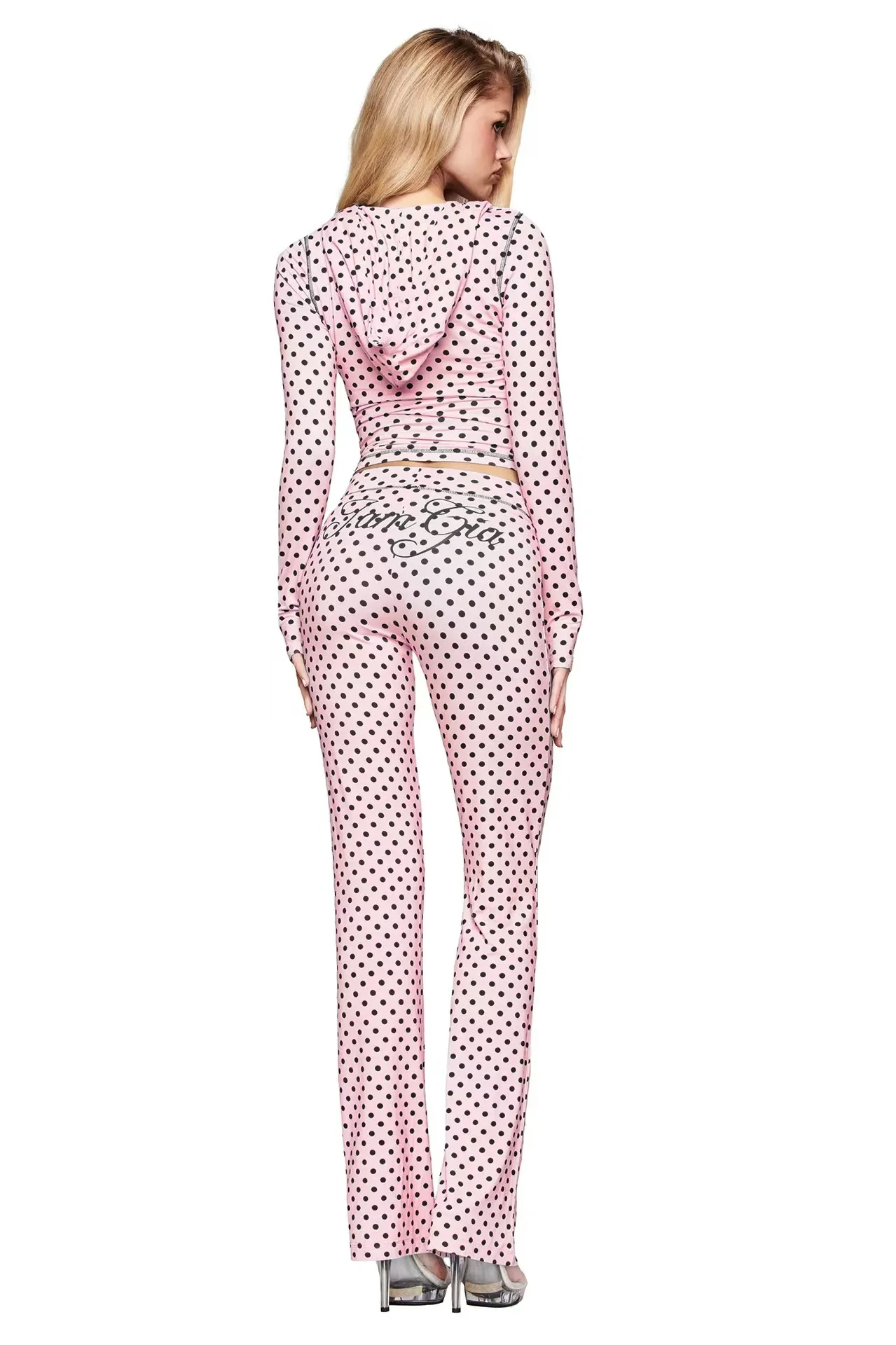 Damski komplet z kapturem żakiet i spodnie Pinkdot pants