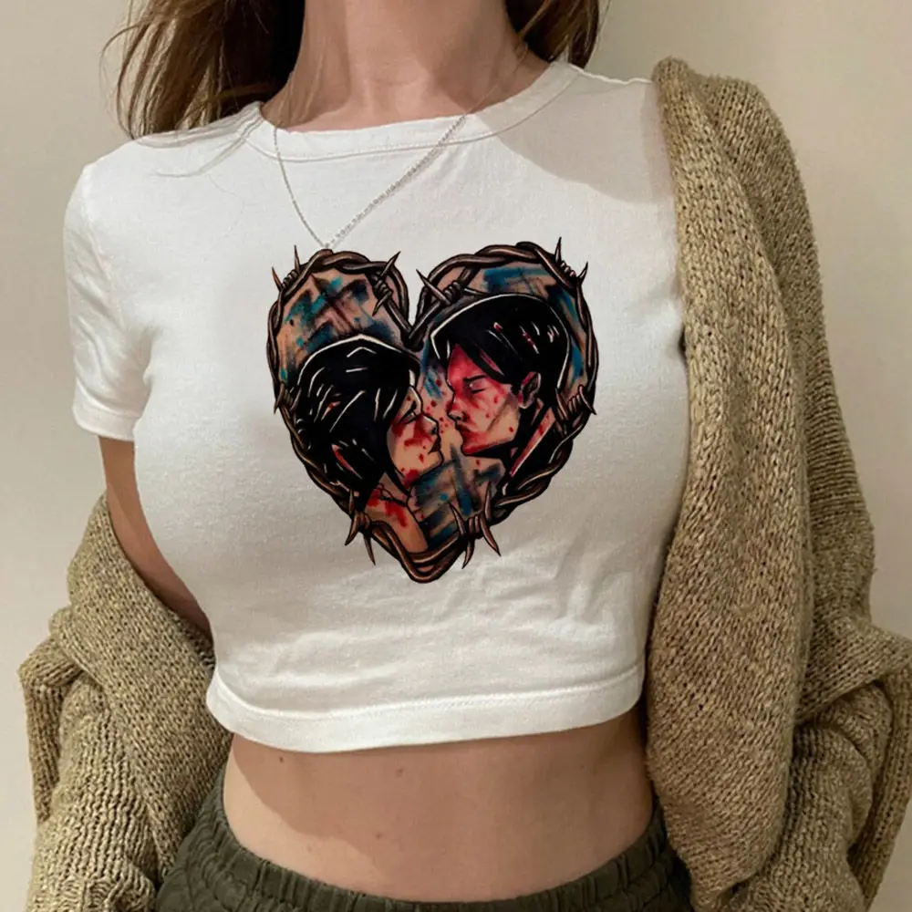Damski krótki top w stylu gothic grunge 62912