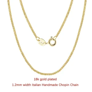 Delikatny damski łańcuszek Chopin na szyję cienki splot 18k 1.2mm