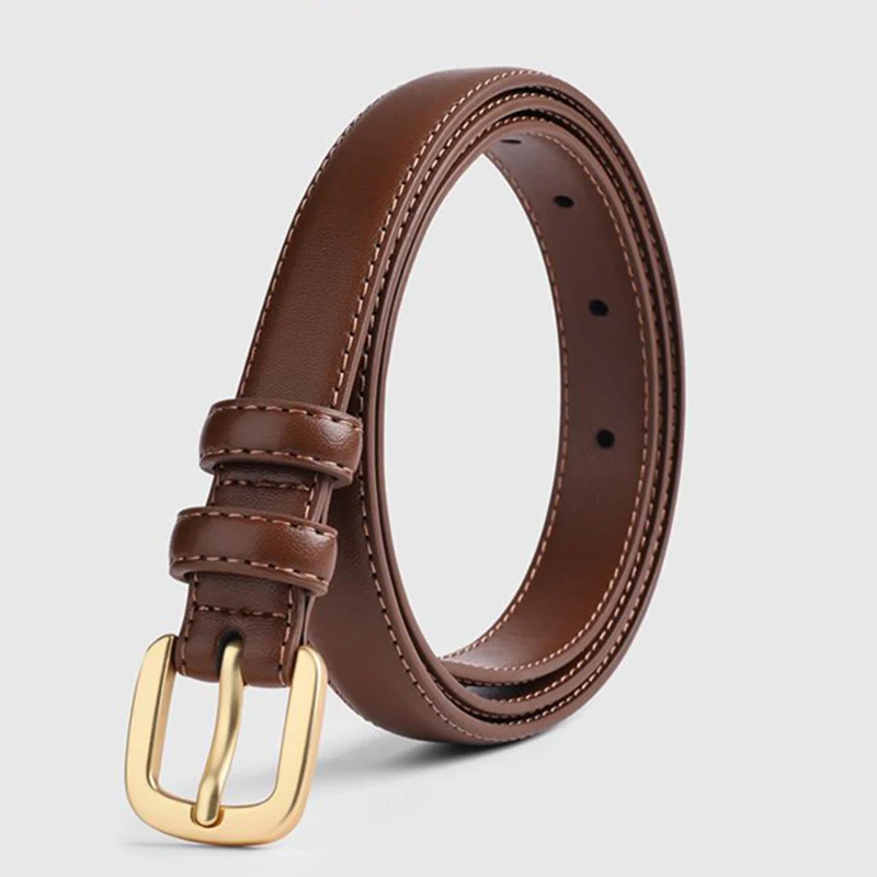Damski pasek retro z klamrą szpilkową do sukienki i jeansów Jasny brąz