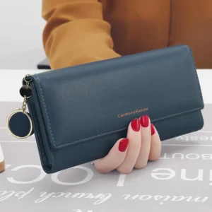 Damski portfel ze skóry ekologicznej z etui na karty Darkblue
