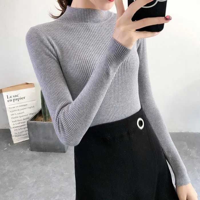 Damski sweter z dzianiny z dekoltem w stylu vintage Szary