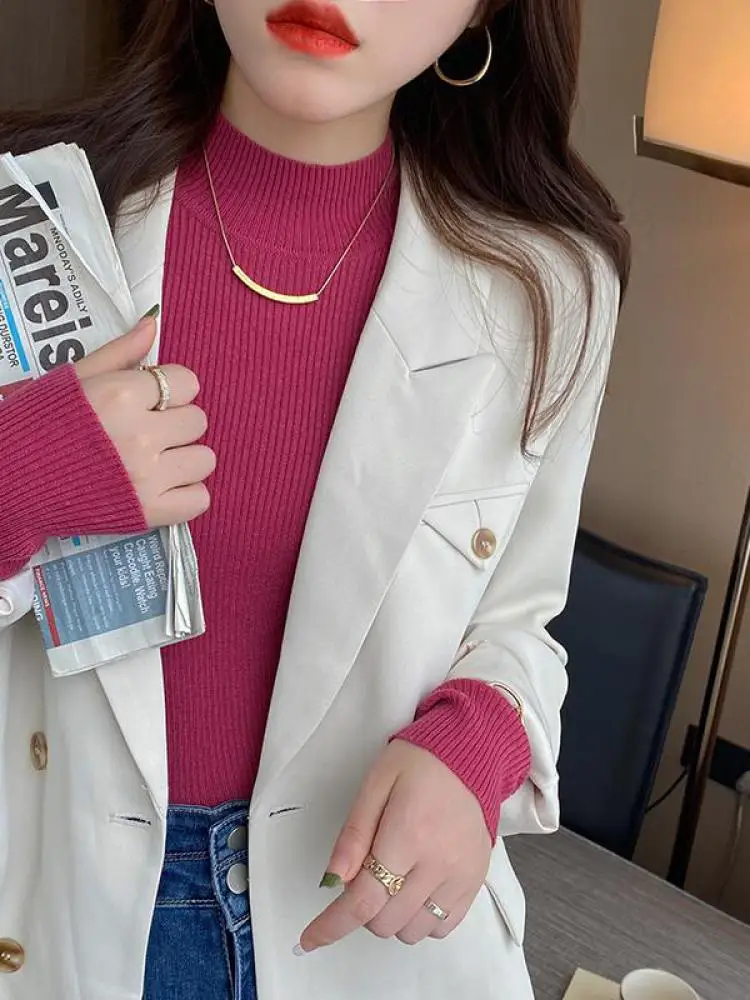 Damski sweter z dzianiny z dekoltem w stylu vintage Amarantowy