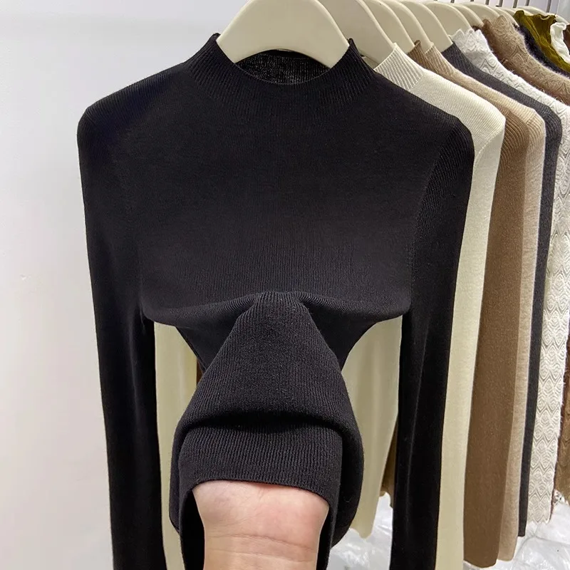 Damski sweter golf dopasowany ciepły pulower Czarny