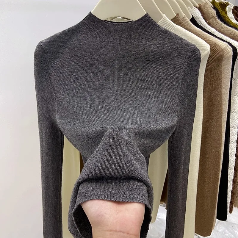 Damski sweter golf dopasowany ciepły pulower Ciemnoszary