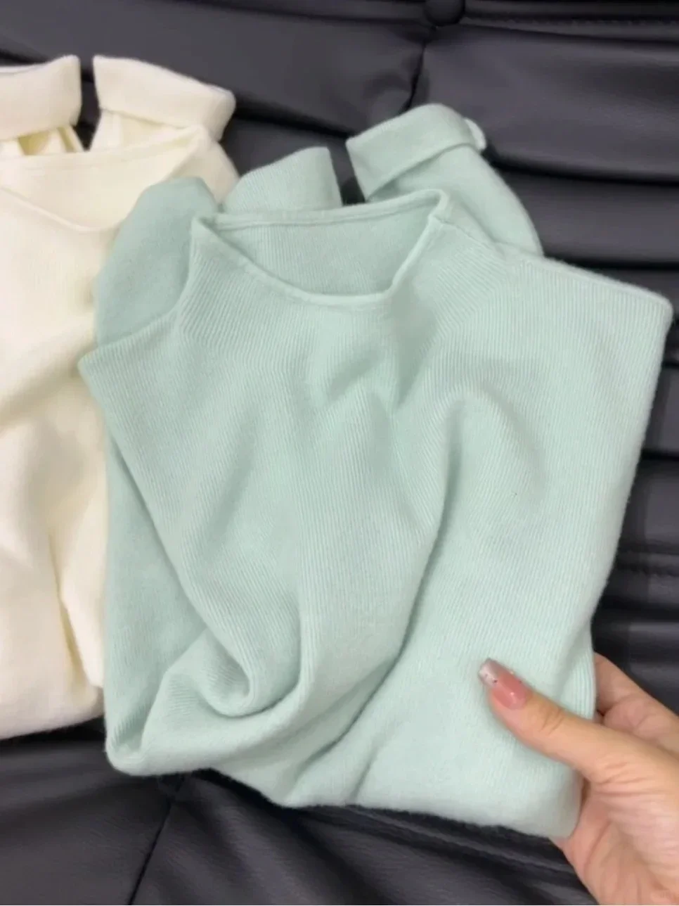 Damski sweter golf z długim rękawem w stylu vintage Jasnozielony