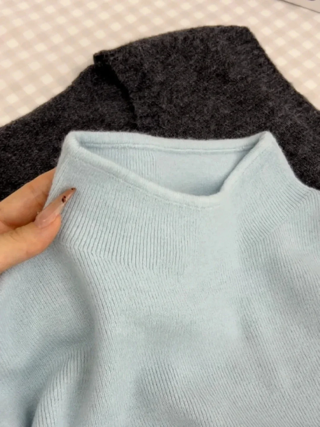Damski sweter golf z długim rękawem w stylu vintage Niebieski