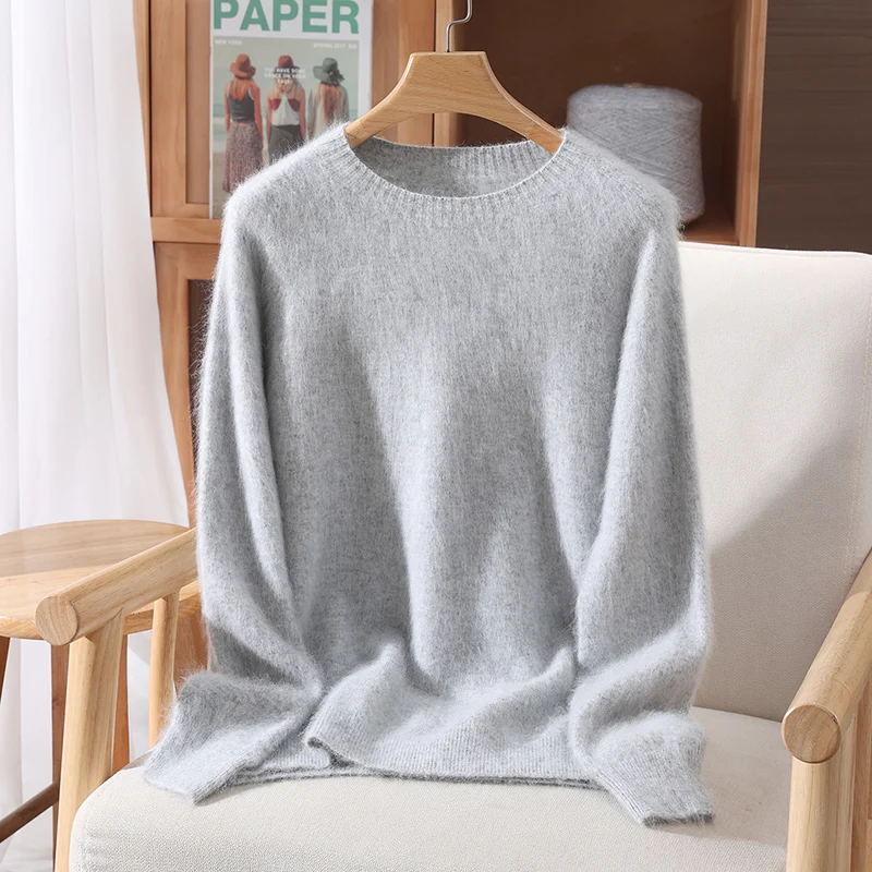 Damski sweter z kaszmiru gładki i miękki Szary
