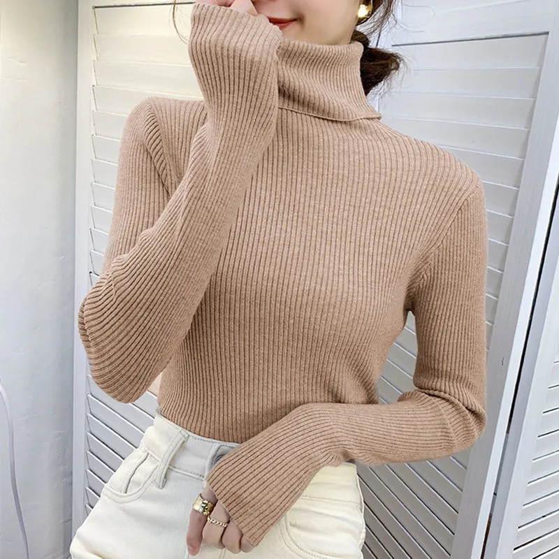 Damski sweter kaszmirowy z okrągłym dekoltem Khaki