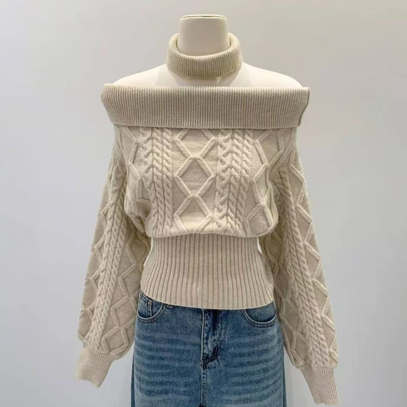 Damski sweter z kokardą w stylu Y2K 4756 morela