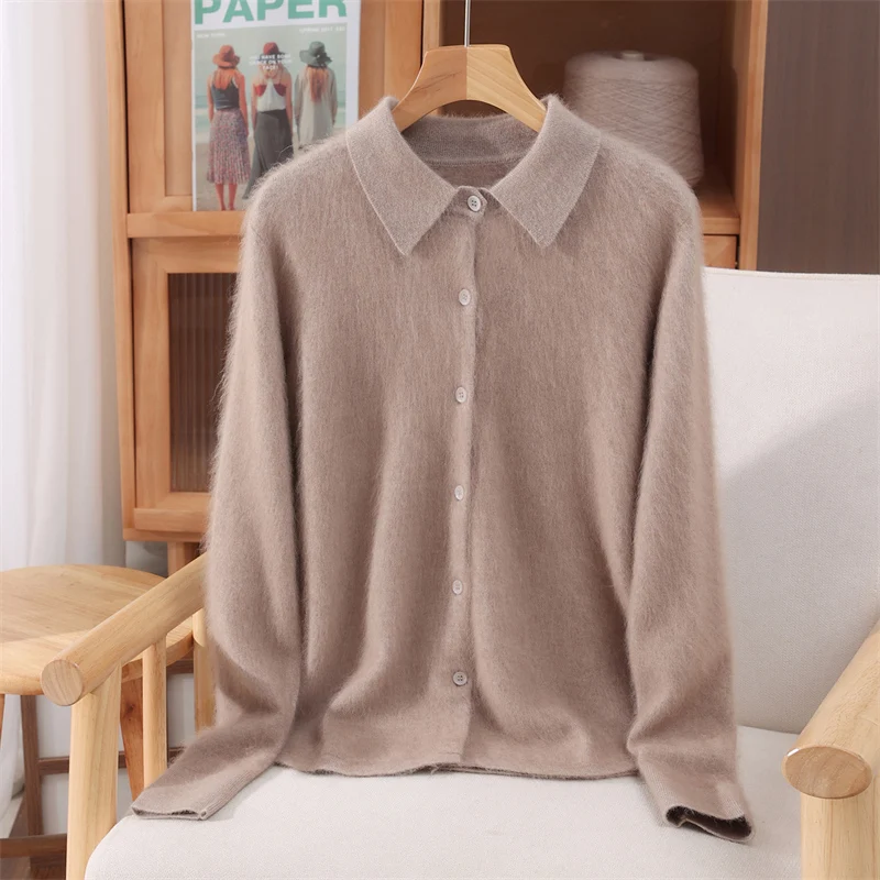 Damski sweter z kołnierzykiem Peter Pan w stylu preppy Wielbłąd gaoya