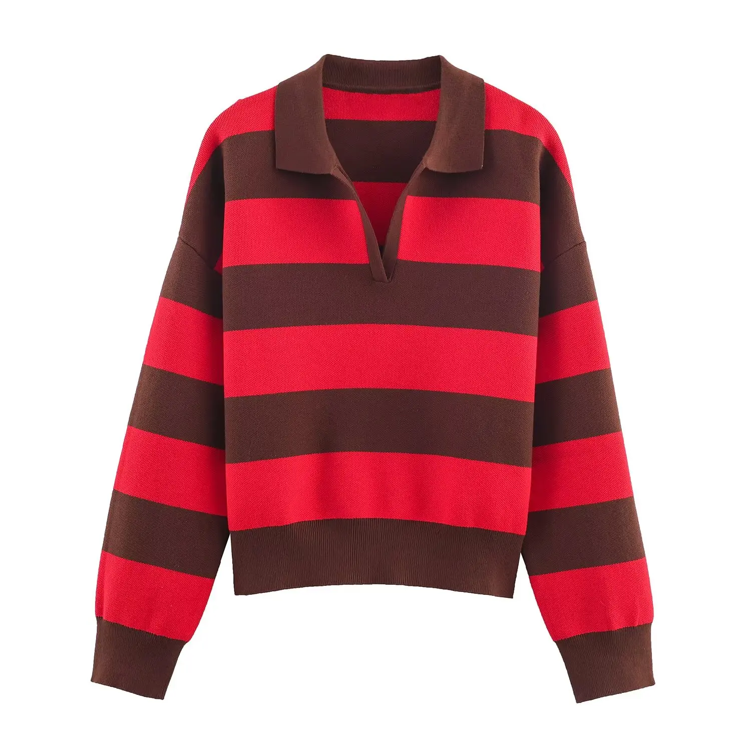 Damski sweter w paski z dzianiny w stylu vintage Jak na zdjęciu