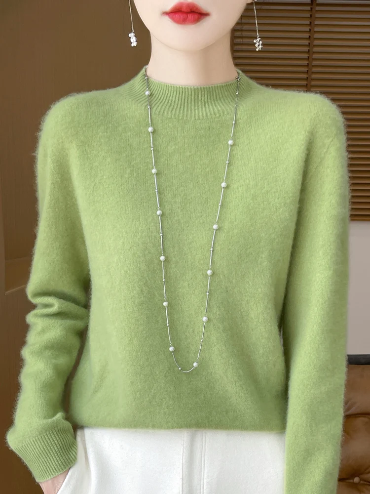 Damski sweter z wełny merino – ciepły golf basic Guo lv