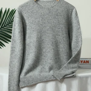 Damski sweter z wełny merino z okrągłym dekoltem Szary