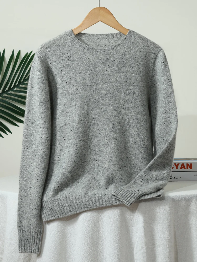 Damski sweter z wełny merino z okrągłym dekoltem Szary