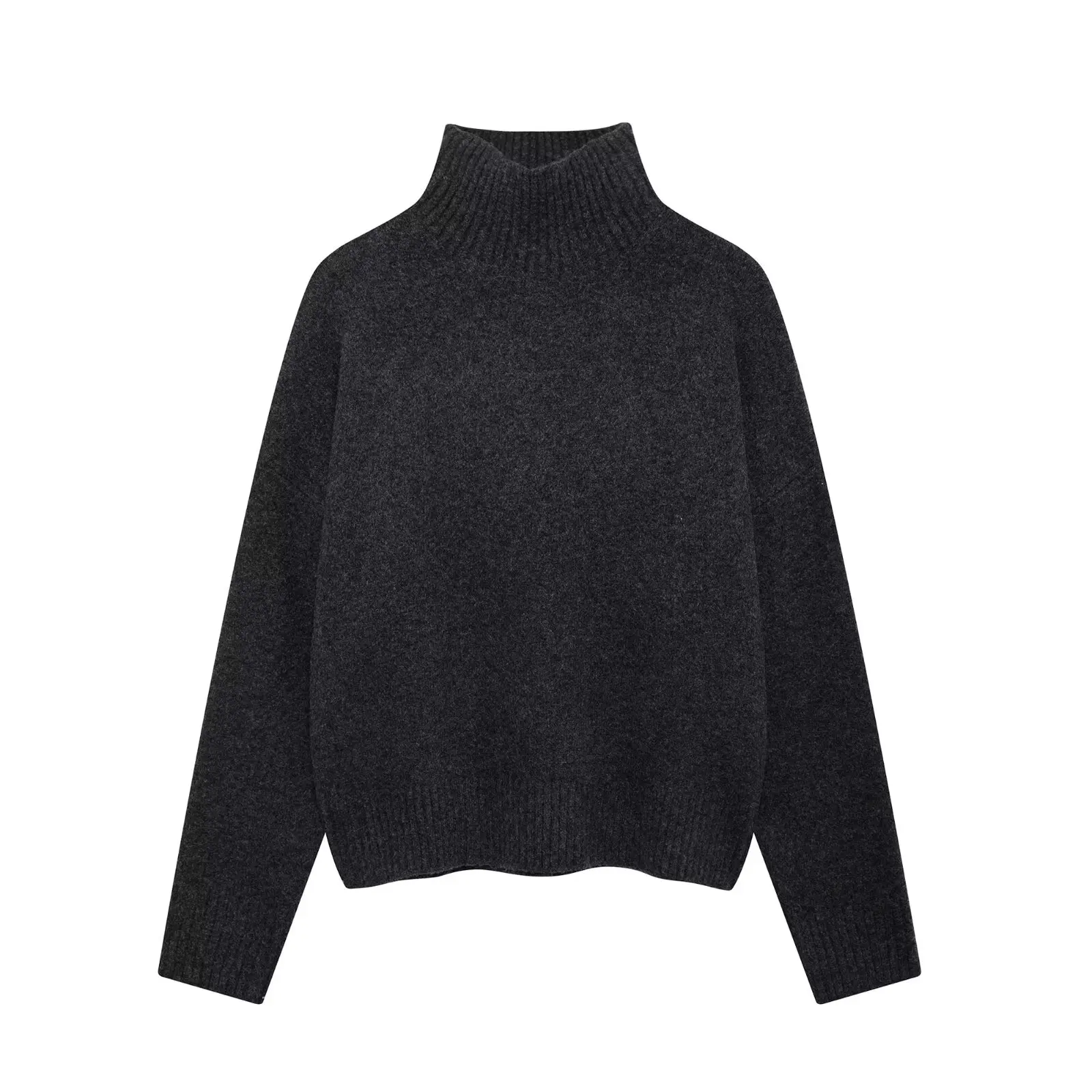 Damski sweter z golfem w kolorze burgundu Szary