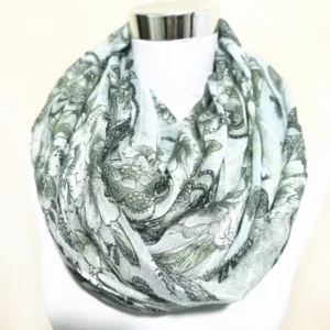 Damski szalik komin z nadrukiem nerkowca – lekki wzór paisley Brązowy