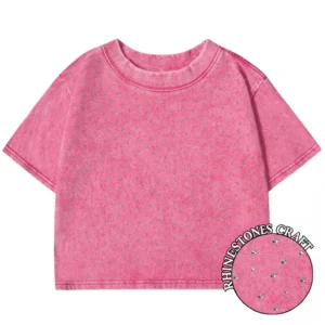Damski t-shirt z bawełny crop top w stylu vintage Y2k Amarantowy