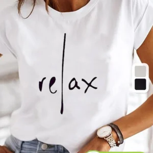 Damski T-shirt 100% bawełna z nadrukiem w stylu streetwear Biały