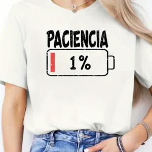 Damski t-shirt z kolorowym hiszpańskim napisem Biały