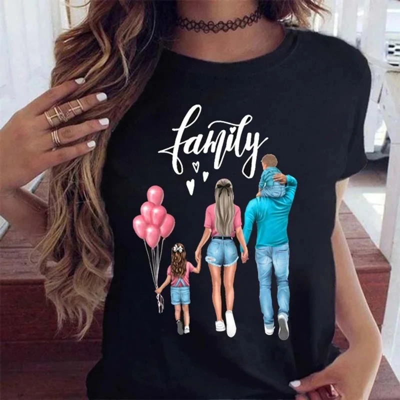 Damski t-shirt z nadrukiem mama i dziecko Bt9095 hs