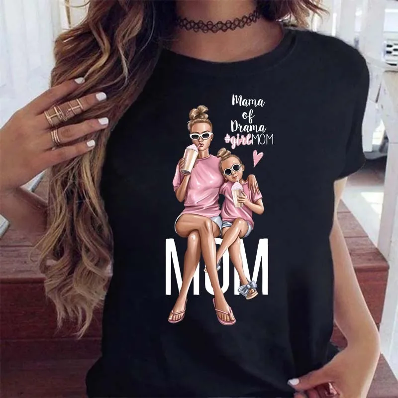 Damski t-shirt z nadrukiem mama i dziecko Bt9160 hs