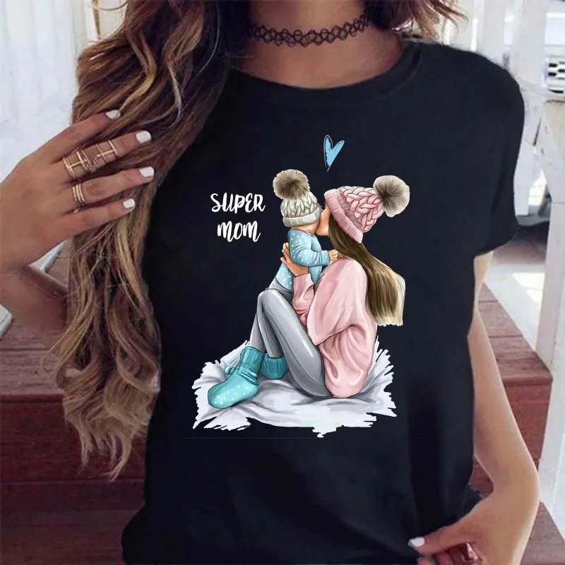 Damski t-shirt z nadrukiem mama i dziecko Bt9161 hs