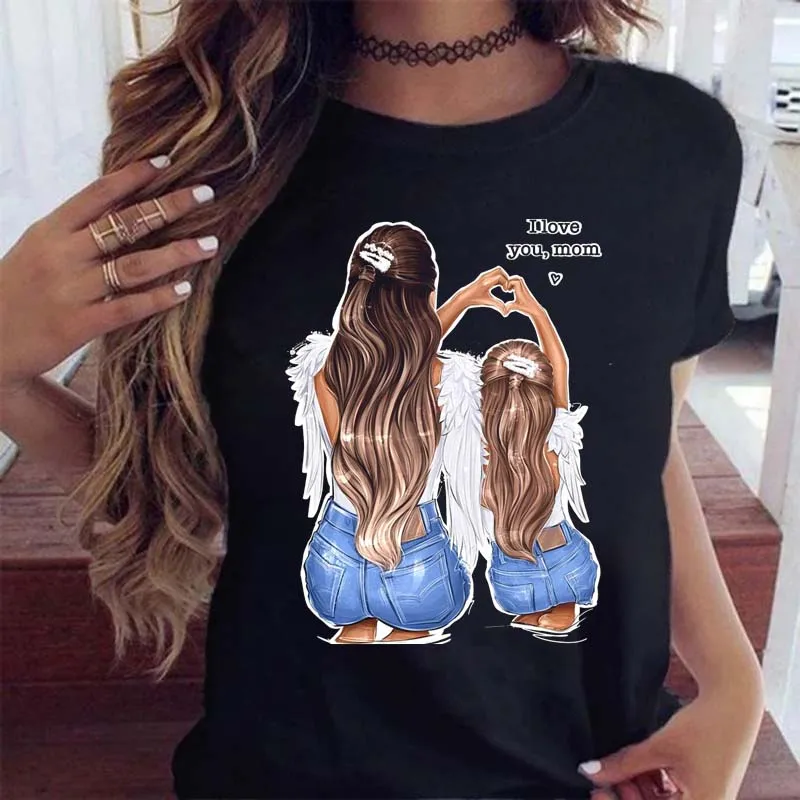 Damski t-shirt z nadrukiem mama i dziecko Bt9162 hs