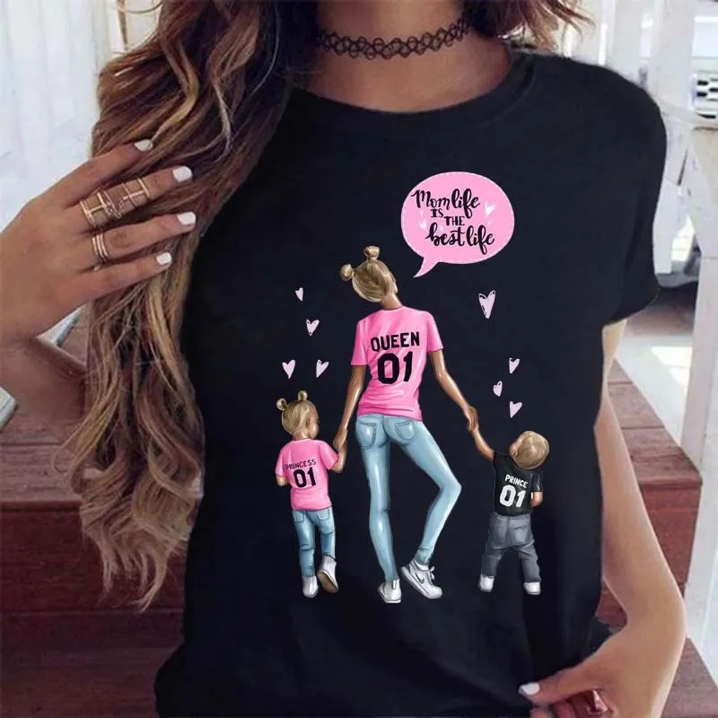 Damski t-shirt z nadrukiem mama i dziecko Bt9163 hs