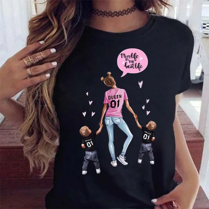 Damski t-shirt z nadrukiem mama i dziecko Bt9165 hs