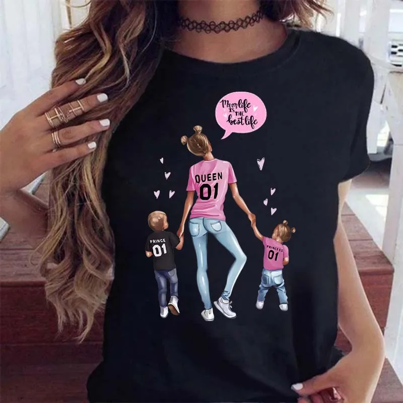 Damski t-shirt z nadrukiem mama i dziecko Bt9166 hs