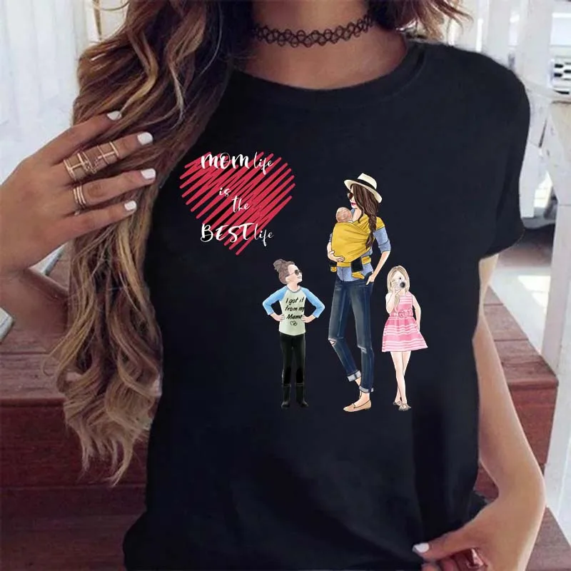 Damski t-shirt z nadrukiem mama i dziecko Bt9167 hs