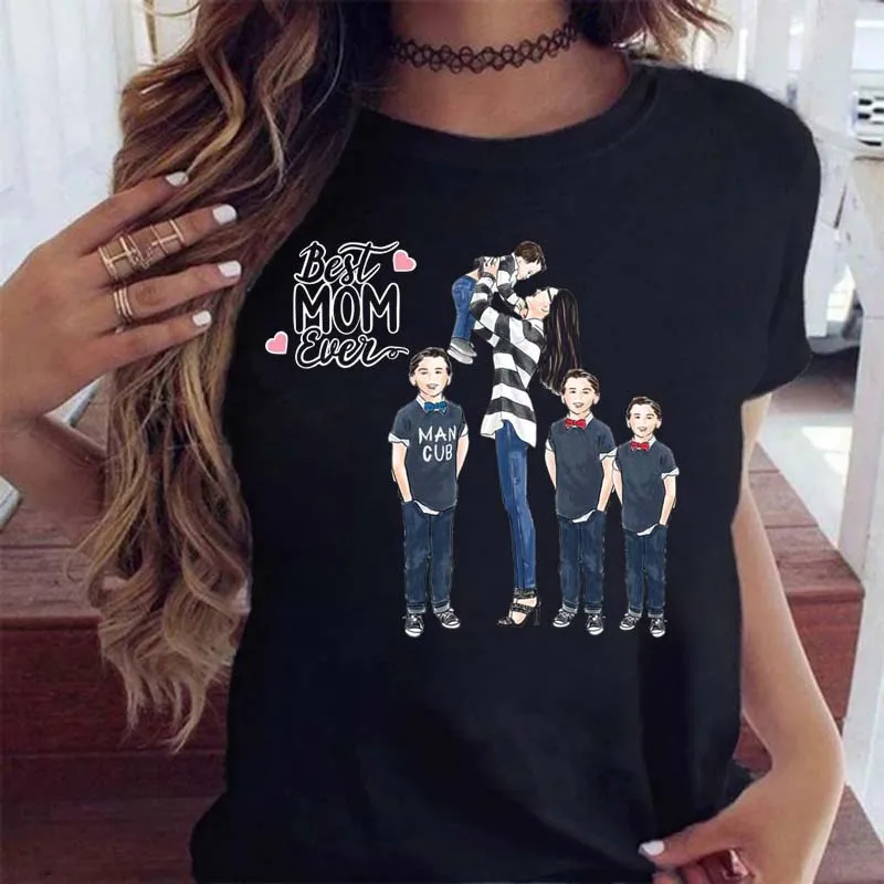 Damski t-shirt z nadrukiem mama i dziecko Bt9168 hs